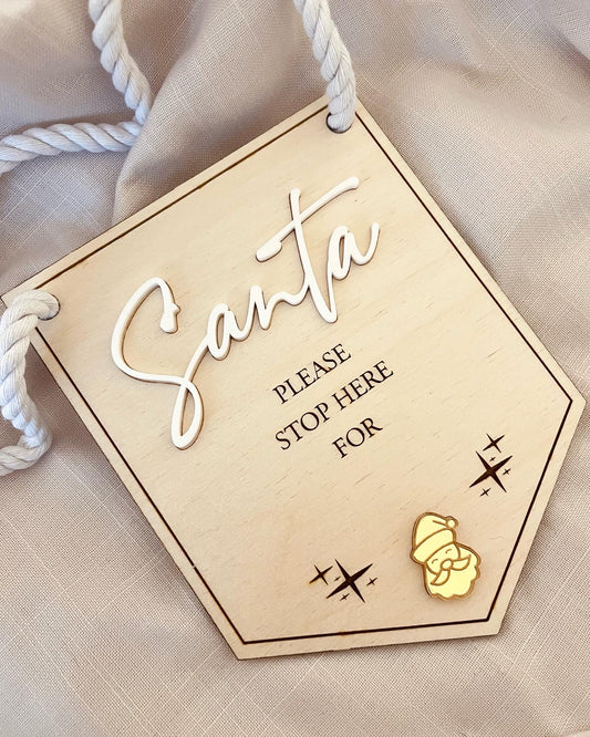 Personalised Santa stop here sign
