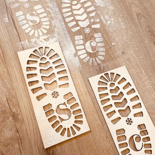Santa boot print stencil